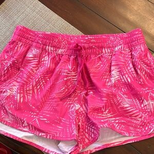 Guy Harvey Pink Leaf Print Athletic Shorts